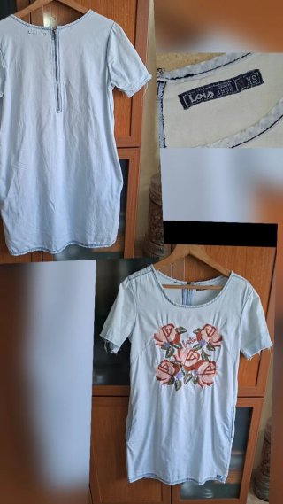 38/40, LOIS, vestido vaquero con bordados