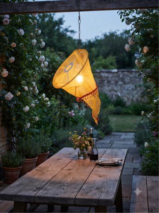 Lampadario da giardino giallo in cotone