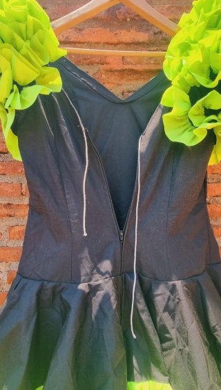 Vestido Flamenca Negro y Verde T.38-40