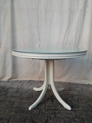 Mesa extensible de comedor vintage restaurada.