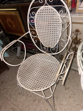 Mesa y Silla Terraza Metal y Mimbre