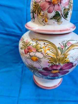Pote Faiança Pintada Mão Flores