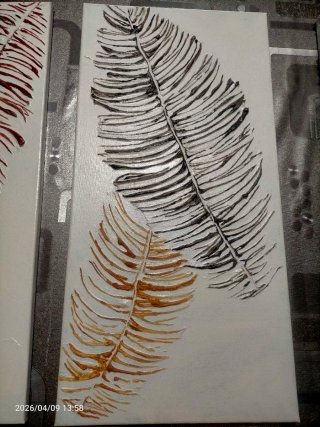 Cuadro artesano hojas doradas y plateadas