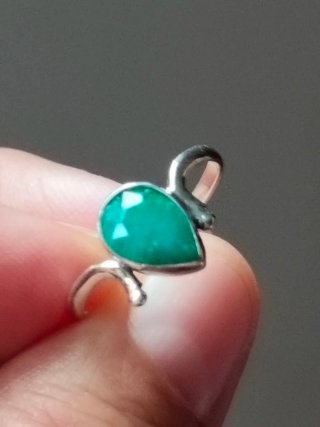 Anillo Plata 925 Esmeralda Gota