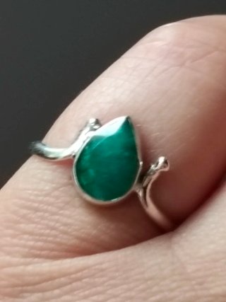 Anillo Plata 925 Esmeralda Gota