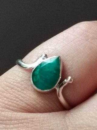 Anillo Plata 925 Esmeralda Gota