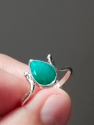 Anillo Plata 925 Esmeralda Gota