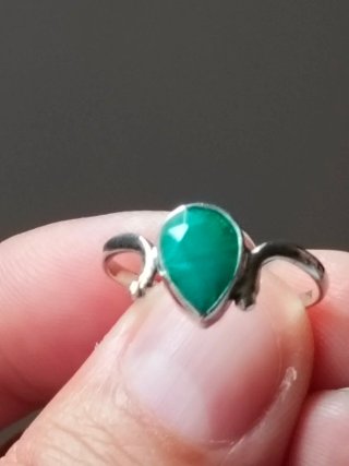 Anillo Plata 925 Esmeralda Gota
