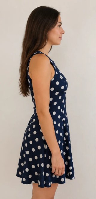 Vestido H&M lunares azul y blanco Talla L