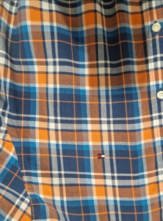 Camisa Tommy Hilfiger cuadros azul y naranja