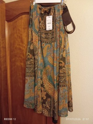 Falda Maxi Estampada Multicolor Talla XL
