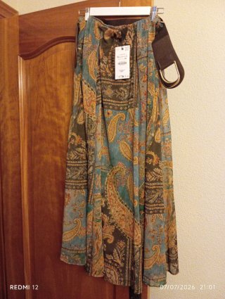 Falda Maxi Estampada Multicolor Talla XL