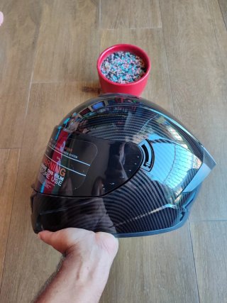 Casco integral M negro pintura carbono