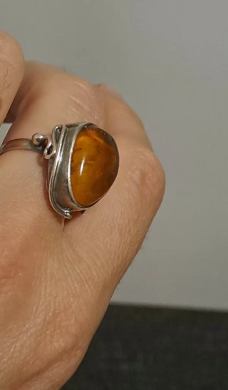 Anello Argento 925 con Ambra