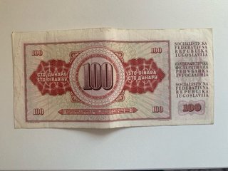 6 Billetes de 100 Dinara de Yugoslavia