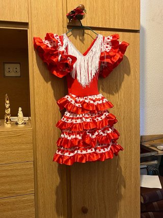 Vestido Flamenca Niña Rojo y Blanco