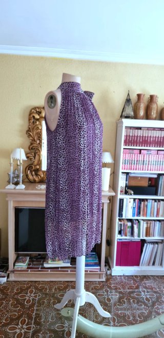 Vestido plisado animal print talla única