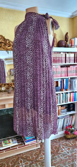 Vestido plisado animal print talla única