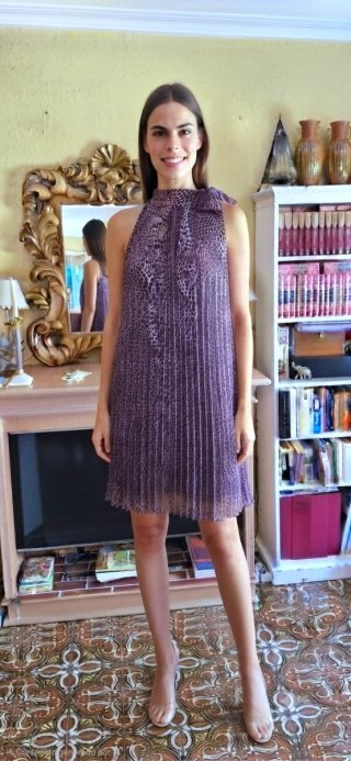 Vestido plisado animal print talla única
