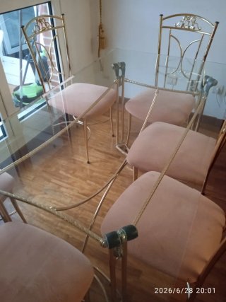 Mesa comedor cristal y 6 sillas