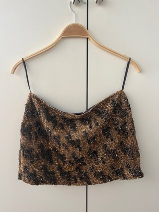 Falda Zara lentejuelas animal print M