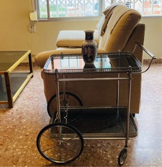 Carrito bar vintage. Cristal - metal