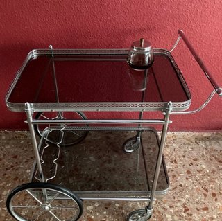 Carrito bar vintage. Cristal - metal