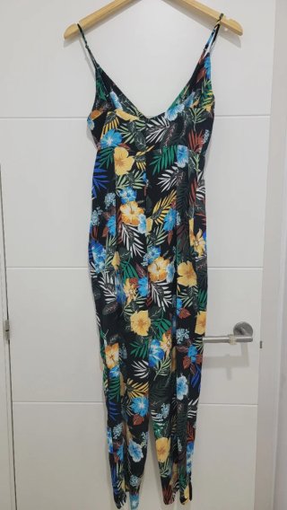 Mono estampado flores negro multicolor