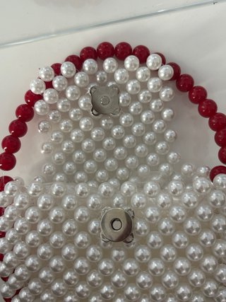 Borsa perle bianca e rossa