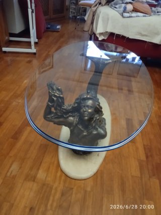 Mesa de centro sirena bronce y mármol