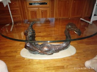 Mesa de centro sirena bronce y mármol