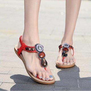 Sandalias Planas Mujer WINZYU Diamante Imitación