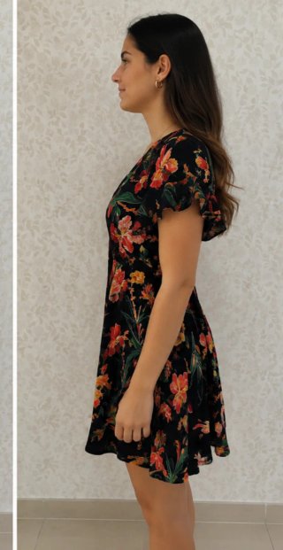 Vestido negro estampado floral Talla L