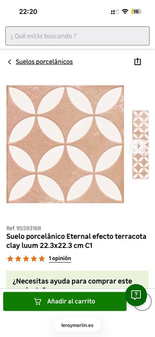 Baldosa porcelánico terracota clay luum 22.3x22.3