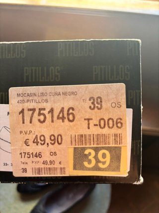 Mocasin cuña negro Pitillos talla 39
