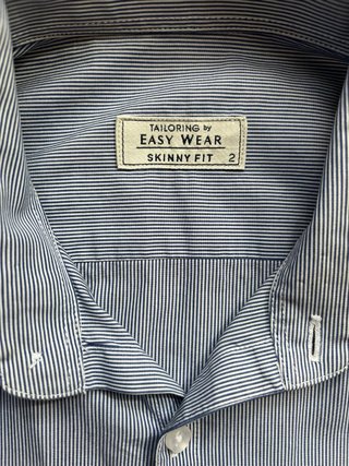 Camisa rayas azul Easy Wear Skinny Fit Talla S