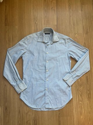 Camisa Zara Man Rayas Azul Claro Talla 38