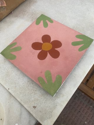 9 Baldosas Hidráulicas Flor Rosa