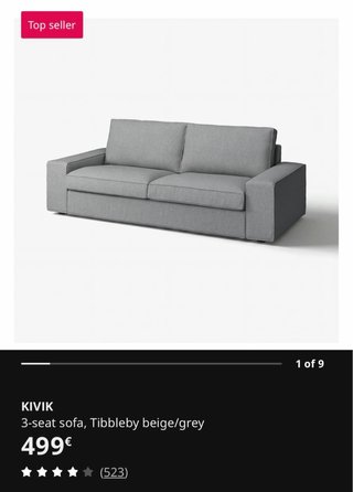 Sofá 3 plazas gris con reposapiés