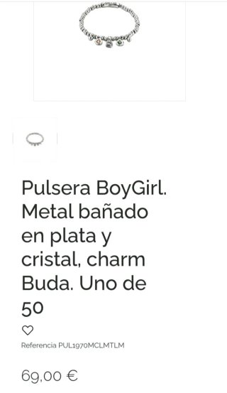 Pulsera 1 de 50 plata y cristal BoyGirl