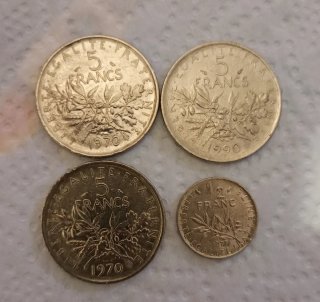 Lote Monedas Francos Franceses (Años 1970 - 1990)