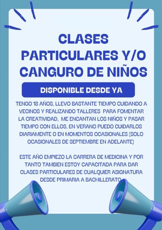 Clases particulares/ canguro de niños