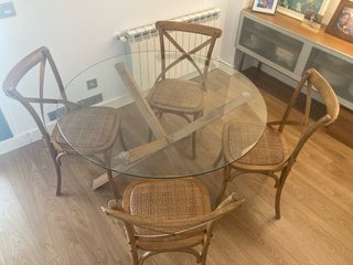 Pack 4 Sillas Aspa Maisons du Monde haya y bambú