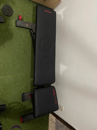 Banco Gimnasio + Pesas + Barra Curl + Jaula