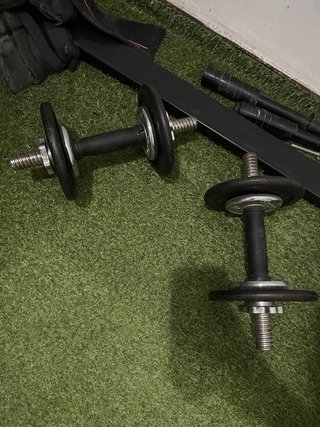 Banco Gimnasio + Pesas + Barra Curl + Jaula