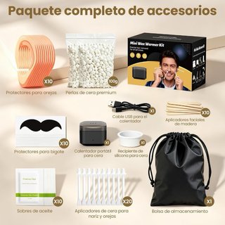 Kit Depiladora Mini Cera Calentador Facial NUEVO