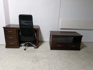 Mueble auxiliar madera nogal 2 cajones