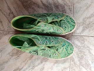 Zapatillas de encaje verde