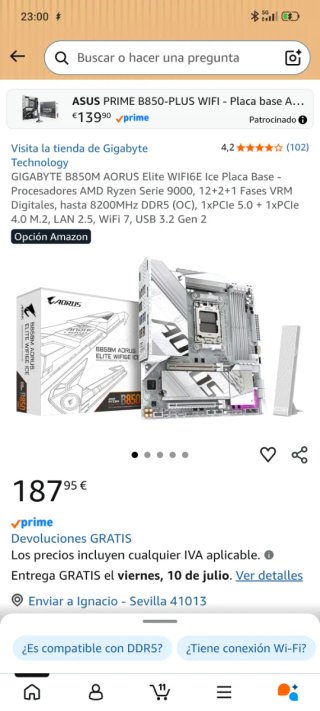 Placa Base Gigabyte B850M AORUS Elite WiFi6E
