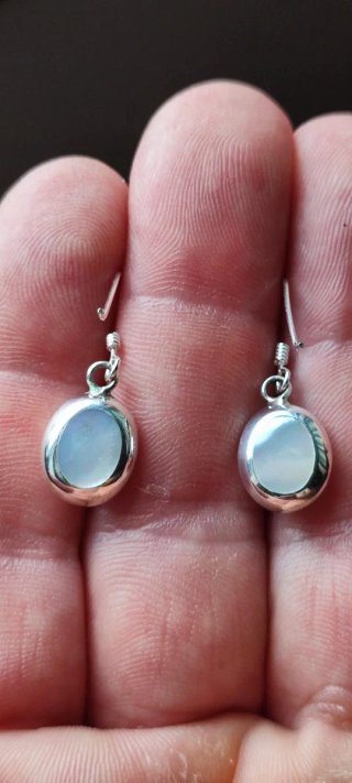 Pendientes de Plata, Coral y Nácar.